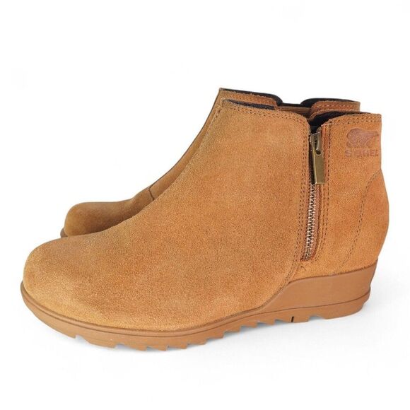 Sorel Evie II Suede Wedge Ankle Side Zip Booties Brown LL4726-242 Women's 10 - Picture 2 of 11